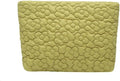 HFLZBRO Puffy Quilted Makeup Bag for Women, Cosmetic Bag, Travel Toiletry Organizer Pouch Clutch (Green Flowers)