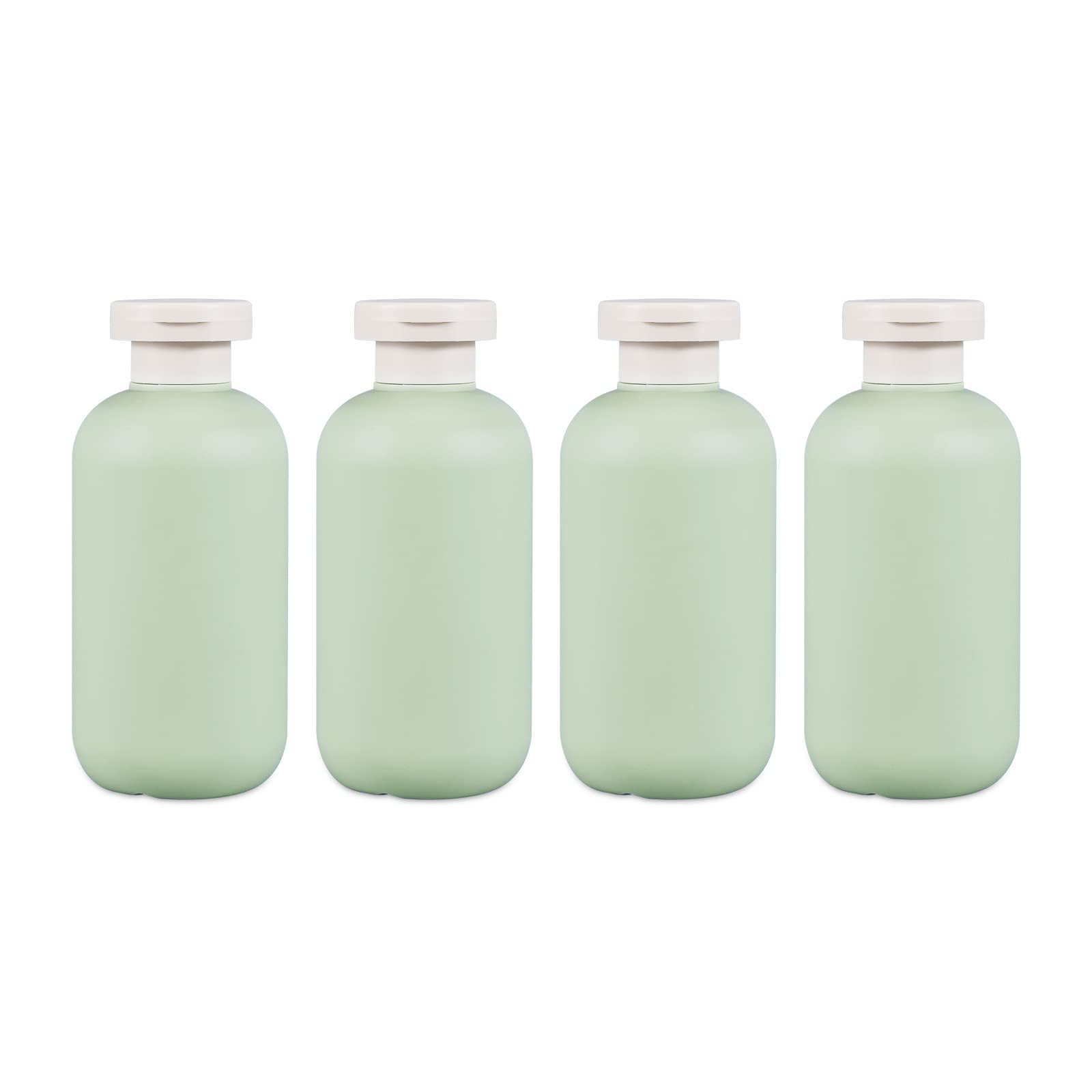 ASEVAT 6.7oz 4Pcs Green Plastic Refillable Travel Shampoo and Conditioner Bottles Plastic Refillable Travel Shampoo Bottles with Flip Cap Shampoo and Conditioner Dispenser