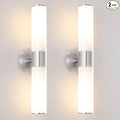 Brushed Nickel Wall Sconces Set of 2, Modern Bathroom Sconces with Mikly White Glass, Sconces Wall Decor Set of Two, Vanity Light Fixture over Mirror, Hardwired Wall Mount Lamps for Bedroom Hallway