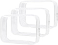 Buminee Clear Travel Bags 3 Pack 7.9"x2.5"x5.3" Multipurpose Transparent TSA Cosmetic Bag Clear Pouch For Toiletry, Makeup, Traveling - Single Zipper
