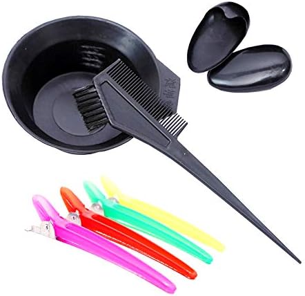 Pcxino 30Pcs 6Sets Hair Dye Color Brush,Bowl,Ear Cover,and Hair Clip Sets,Perfect Tools for DIY Salon Hair Dye Tools Hair Coloring Bleaching,Hair Tint Dying Coloring Applicator