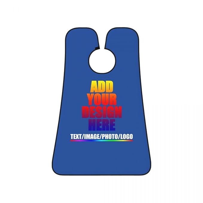 Personalized Custom Beard Bib Apron Design Your Photo Text Logo Beard Hair Catcher Non-Stick Beard Shave Capes for Trimming Shaving Royal Blue
