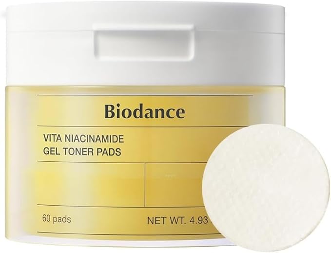 Biodance Vita Niacinamide Gel Toner Pads, Dark Spot Corrector, Evening Skin Tone, Gentle Exfoliating Toner Pads with Vitamin C, Pre-Soaked Pads, Korean Skin Careㅣ60 Pads