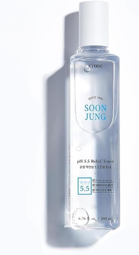 ETUDE SoonJung pH5.5 Relief Toner, Hydrating Toner for Sensitive Skin, Vegan Face Toner, Panthenol, Madecassoside, Moisturizer, Korean Skin Care, Korean Toner, Beauty (6.76 Fl Oz)