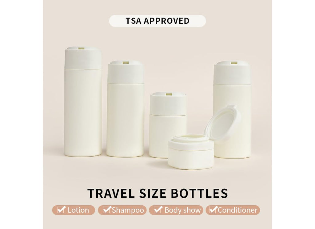 Sprigold 5 Pack Brief and Fashion Travel Bottles TSA Approved, BPA Free Travel Size Travel Containers Refillable Squeeze Bottles for Cosmetic Shampoo Cream Conditioner Lotion Soap… (Nordic grey)