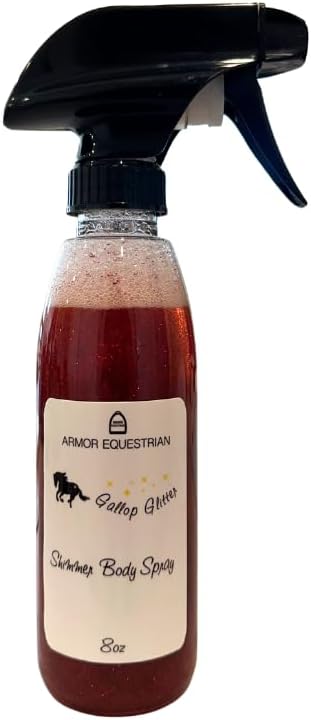 Horse Gallop Glitter Gift Set, 4 Items - Hoof Polish, Body Glitter, Mane and Tail Gel, Shimmer Body Spray (Red)