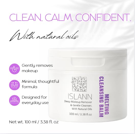 ISLANN Melting Cleansing Balm, Korean Makeup Remover for Waterproof Makeup, Deep Cleansing Oil Balm with Natural Oils, Vegan Face Cleanser for All Skin Types, 3.38 fl oz (100ml)