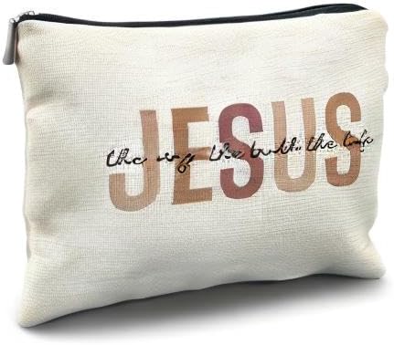 Likjad Bible Gift Makeup Bag for Women, Christian Jesus Cosmetic Pouch, Jesus Gifts for Women, Faith Based Gifts Zipper Pouch