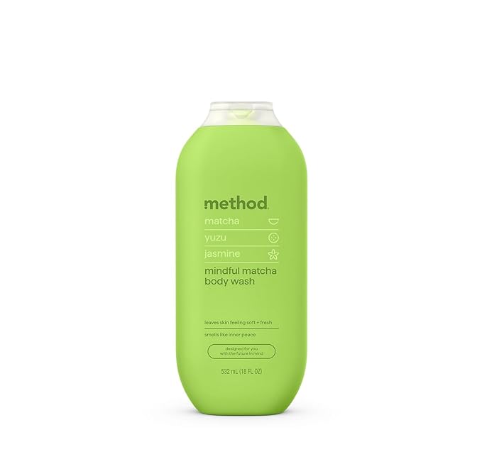 method Body Wash, Mindful Matcha - Leaves Skin Feeling Soft & Moisturized, Made Without Parabens, Notes of Matcha, Yuzu & Jasmine, 18 fl oz