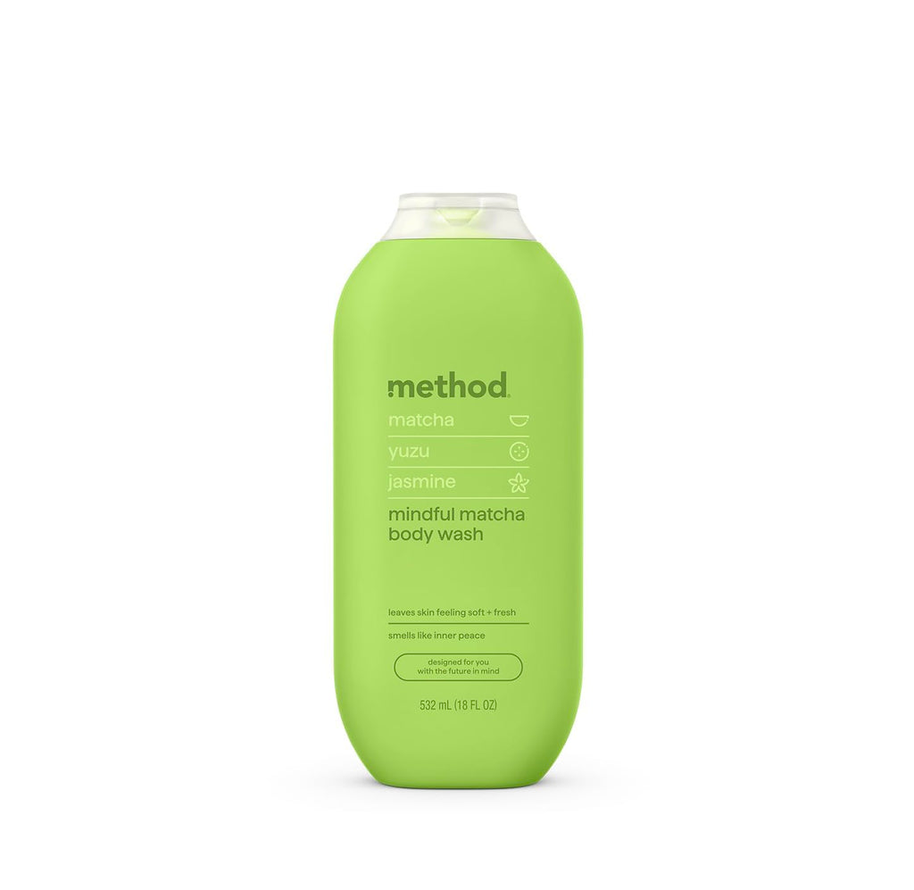 method Body Wash, Mindful Matcha - Leaves Skin Feeling Soft & Moisturized, Made Without Parabens, Notes of Matcha, Yuzu & Jasmine, 18 fl oz
