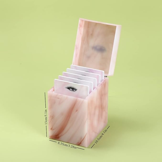LIXIMMAZN 5 Layers Acrylic Eyelash Storage Box, Makeup Eyelashes Extension Close-Packed Display with 5 Pallets, Grafting False Eyelashes Glue Pallet Holder Display Organizer (5 Layer Marble Pink)