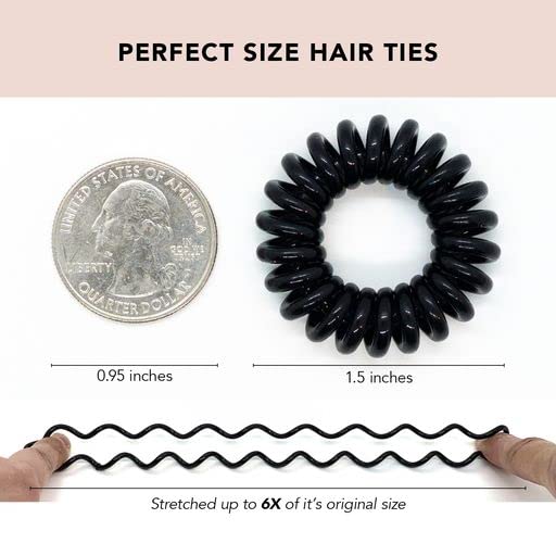 Kitsch Spiral Hair Ties for Women – Coiled Plastic Hair Ties No Damage, Ponytail Holders for Thick and Thin Hair – Creaseless and Dent-Free, Phone Cord Style - Translucent, 4 Pcs