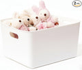 Ytteve White 2-Pack Large Plastic Storage Bins with Handles, 14.2" x 10" x 6.3" Stackable Organizer Containers for Closet, Shelves, Drawers, Office & Classroom