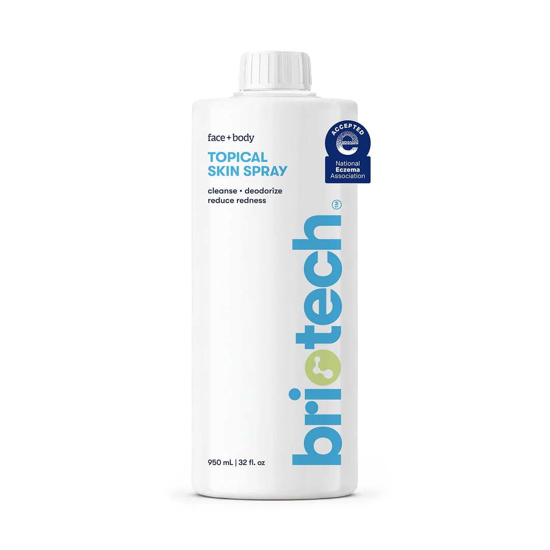 BRIOTECH Topical Skin Spray, Hypochlorous Acid Spray for Sensitive Skin, HOCl Facial Mist, Full Body Support Against Irritation, Calm Redness, Soothe Foot & Scalp, 2 oz Travel Size (2 Pack)