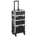 Yaheetech Rolling Makeup Train Case, Cosmetology Nail Organizer, Black