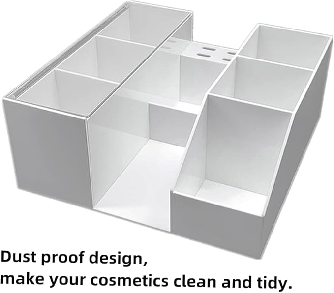 LIXIMMAZN Acrylic Large Capacity Makeup Organizer, Grafting Beauty Extension Supplies Lash Storage Display, Eyelash Storage Case Brush Tweezers Cosmetic Holder (White)