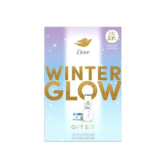 Dove Limited Edition Glow Gift Set Deep Moisture Body Wash & Macadamia Scrub, 2 Count