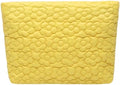 HFLZBRO Puffy Quilted Makeup Bag for Women, Cosmetic Bag, Travel Toiletry Organizer Pouch Clutch (Yellow Flowers)