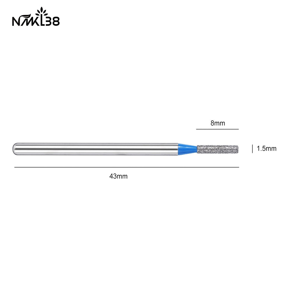 NMKL38 Diamond Bit Small Barrel Shape Electric Nail Drill File Cuticle Cleaner Tool for Rotary Nail Drill Machine Manicure Pedicure Polishing Kit (Medium 1.6x8)