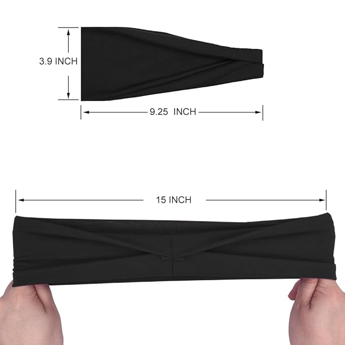 YONUF Fashion Headbands For Women Wide Headband Yoga Workout Head Bands Hair Accessories Band Black White Gray 6 Pack