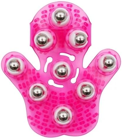 SCOLAND Roller Ball Body Massage Glove Anti-Cellulite Muscle Pain Relief Relax Massager for Neck Back Shoulder Buttocks Face Lift Tools (Pink)