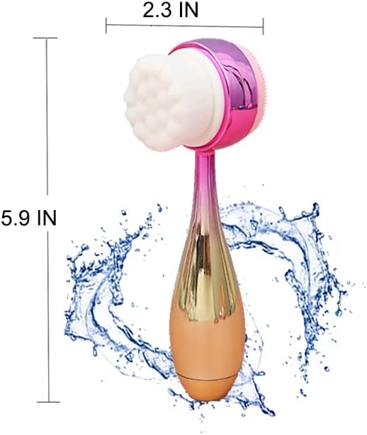 Manual Facial Cleansing Brush 2 in 1Double-Sided Facial Cleaning Brush with Soft Bristles (Electroplated Pink-Gold)