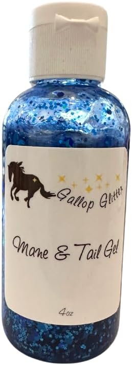 Horse Gallop Glitter Gift Set, 4 Items - Hoof Polish, Body Glitter, Mane and Tail Gel, Shimmer Body Spray (Blue)