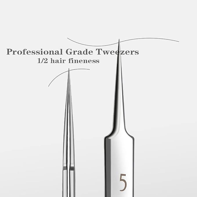 5pcs Blackhead Remover Tweezers Pimple Popper Tool Kit, Precision Acne Needle Comedone Blackhead Tweezers Extractor Removal Whitehead Popping Zit for Nose Face Skin Blemish Extractor Tool - Glossy