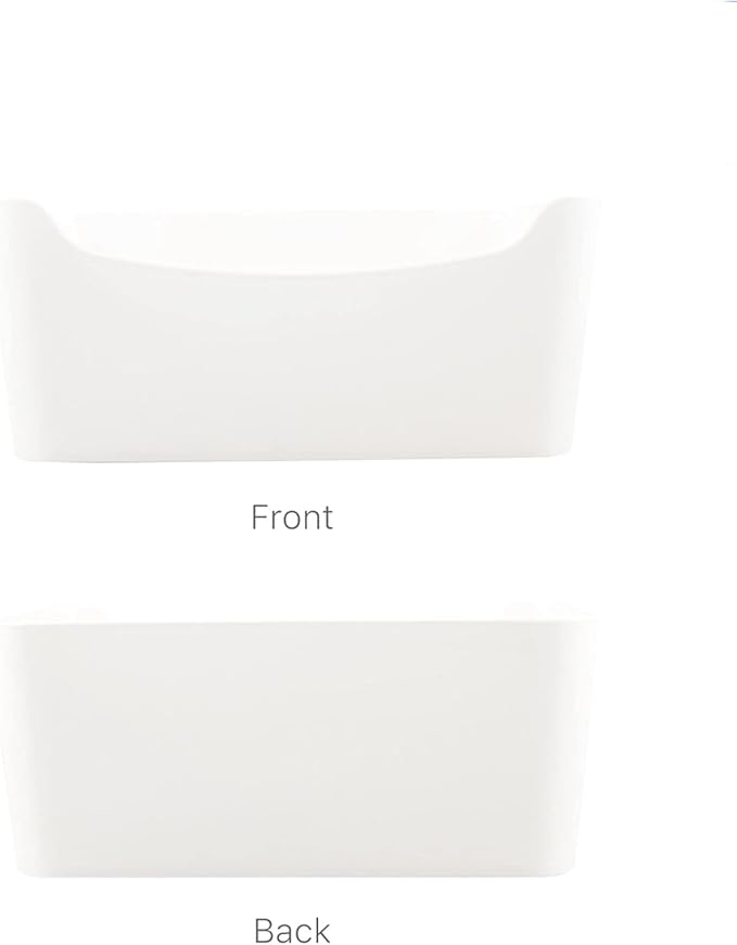 Ytteve 4 Pack Large Plastic Storage Bins with Handles,13.7x10.2x5.7 Inch Stackable White Organizer Containers for Kitchen,Pantry,Closet,Bathroom,Office,Cabinet,Drawer,Snack,Toy & Makeup Organization