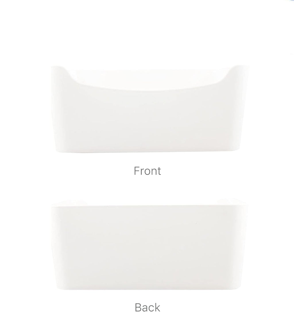 2 Pack Large Plastic Storage Bins with Handles, Versatile 13.7x10.2x5.7 Inch White Organizer Containers for Kitchen, Pantry, Closet, Bathroom, Office, Cabinet, Drawer, Snack, Toy & Makeup Organization
