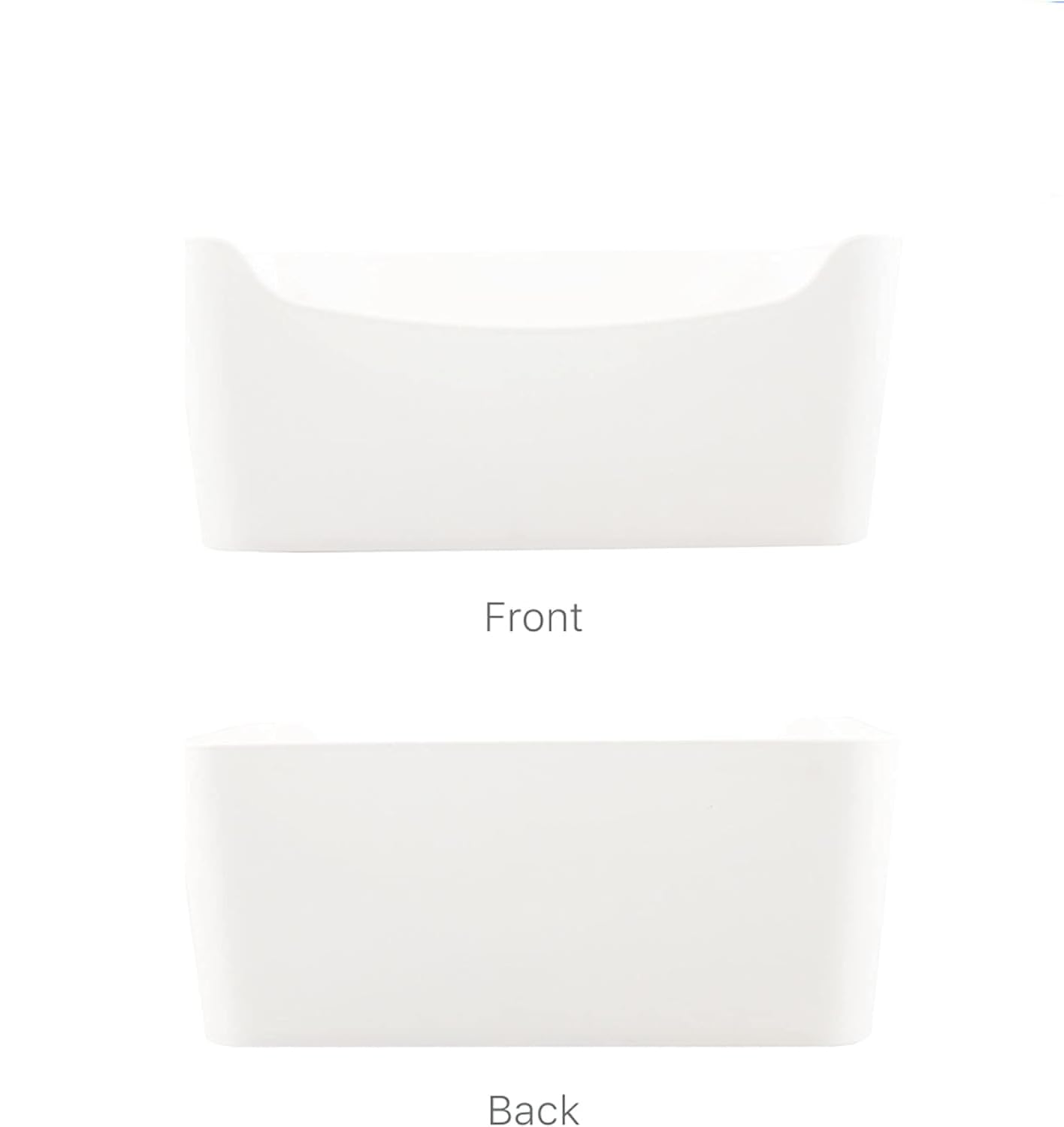 2 Pack Large Plastic Storage Bins with Handles, Versatile 13.7x10.2x5.7 Inch White Organizer Containers for Kitchen, Pantry, Closet, Bathroom, Office, Cabinet, Drawer, Snack, Toy & Makeup Organization
