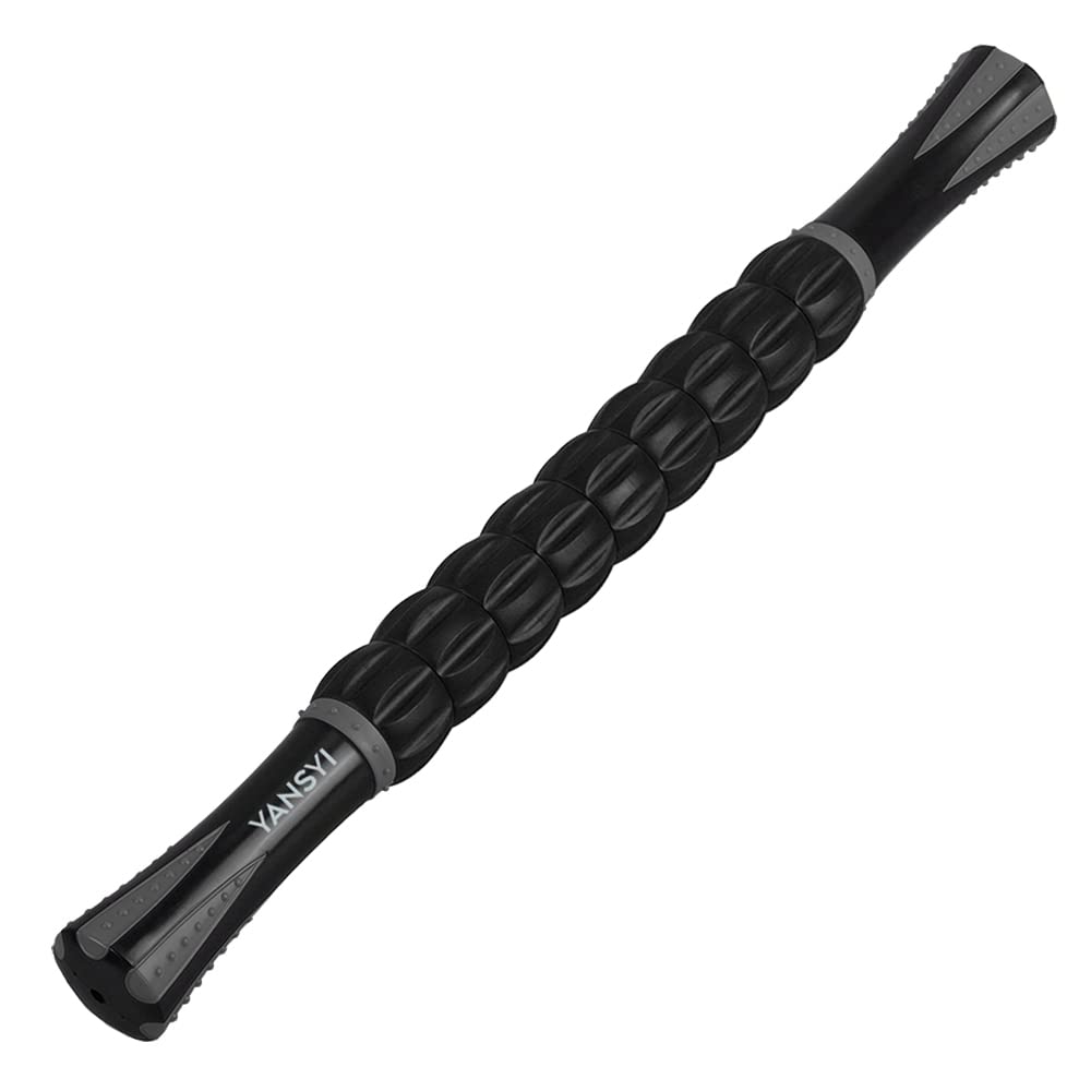 YANSYI Professional 9-Roller Deep Tissue Massage Stick - Portable Muscle Recovery Roller for Athletes, Relieves Post-Workout Soreness & Leg/Back Pain - Portable Physio Tool (Gray)