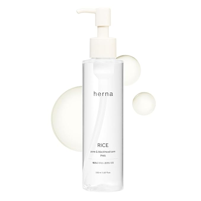 Herna Rice Pore Care PHA Blackhead Remover Cleansing Oil - Makeup & Blackhead Remover, Pore Care with PHA & 10 Seed Oils, Lightweight Pore Cleanser, for Normal & Oily Skin 5.07fl.oz(150ml)