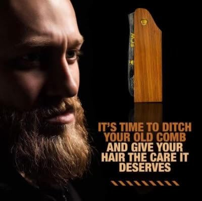 G.B.S Wooden Hair Comb for Men Pocket Folding Comb for Beard Wide Tooth Pack of 2