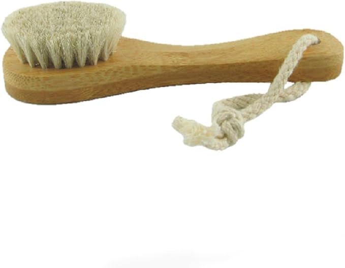 HiKin 2 Pack 6" Bamboo Handle Dry Facial Cleansing Brush with Natural Soft Horsehair Bristles, Face Brush Cleanser Skin Care Exfoliating Brush Scrubber.