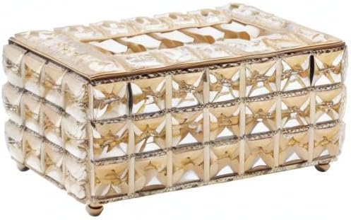 Geesatis Tissue Box Cover,Rectangle Tissue Box Holder,Gold 8''x4.5''x3.5''