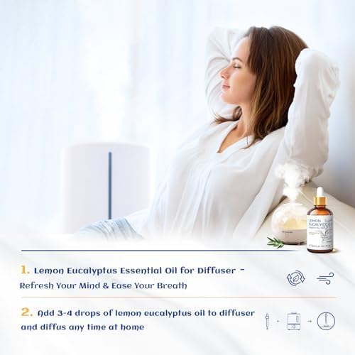 HIQILI Lemon Eucalyptus Essential Oil for Spray, Aromatherapy & Diffuser
