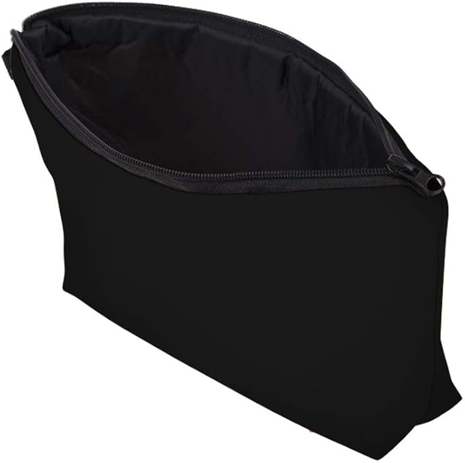 Deanfun Makeup Case Small, Cosmetic Zipper Bag Waterproof for Purse Mini, Women Cute Traveling Accessories Pouch for Ladies Thanksgiving Christmas Gifts(Solid Black D2-51705) 8.65" x 5.35" x 0.78"