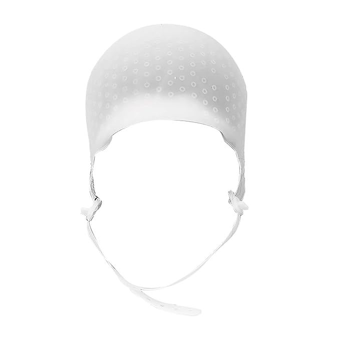 Hair Coloring Highlighting Hat Silicone Reusable DIY Hair Dyeing Hat Tool for Beauty SalonFeatured Hat, Reusable Silicone Hair for Beauty Salon (White)
