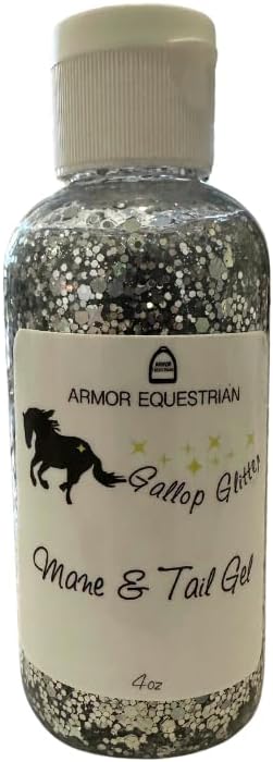 Horse Gallop Glitter Gift Set, 4 Items - Hoof Polish, Body Glitter, Mane and Tail Gel, Shimmer Body Spray (Silver)