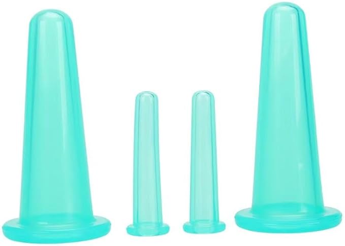 BWESOO 4Pcs Massage Cupping Set Silicone Mini Facial Cups Face Massager Helper Skin Care Neck Back Eyes Massaging Cup Safe to Use, Don't Worry About Burns Health Care Products (Green)