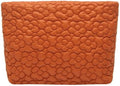 HFLZBRO Puffy Quilted Makeup Bag for Women, Cosmetic Bag, Travel Toiletry Organizer Pouch Clutch (Orange Flowers)