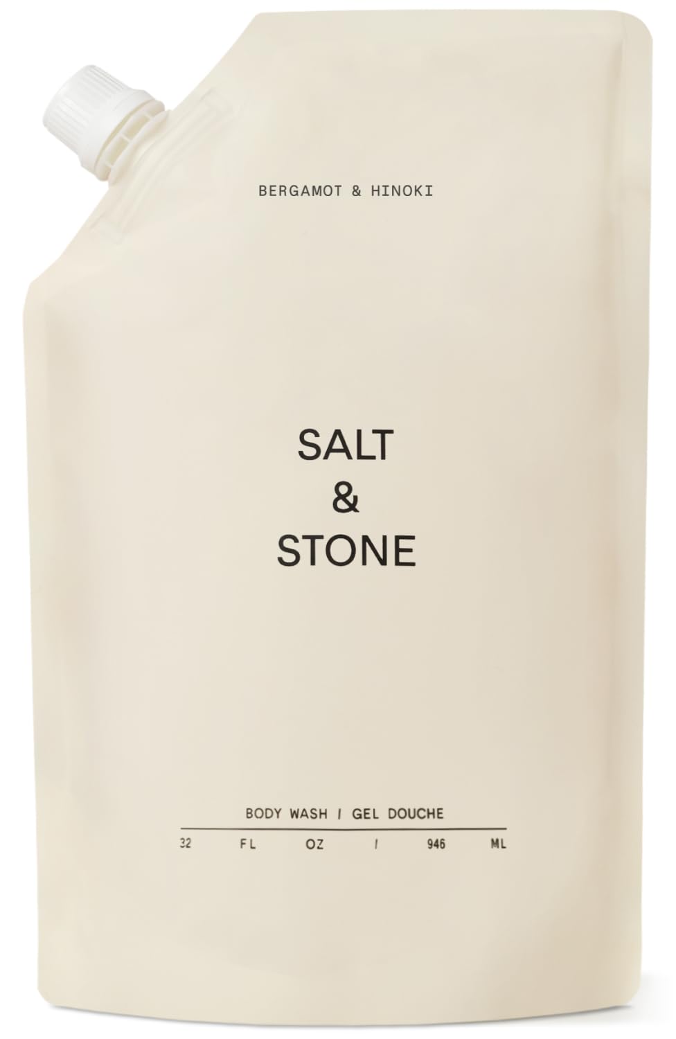 Salt & Stone Body Wash for Women & Men, Bergamot & Hinoki Refill 32 fl oz