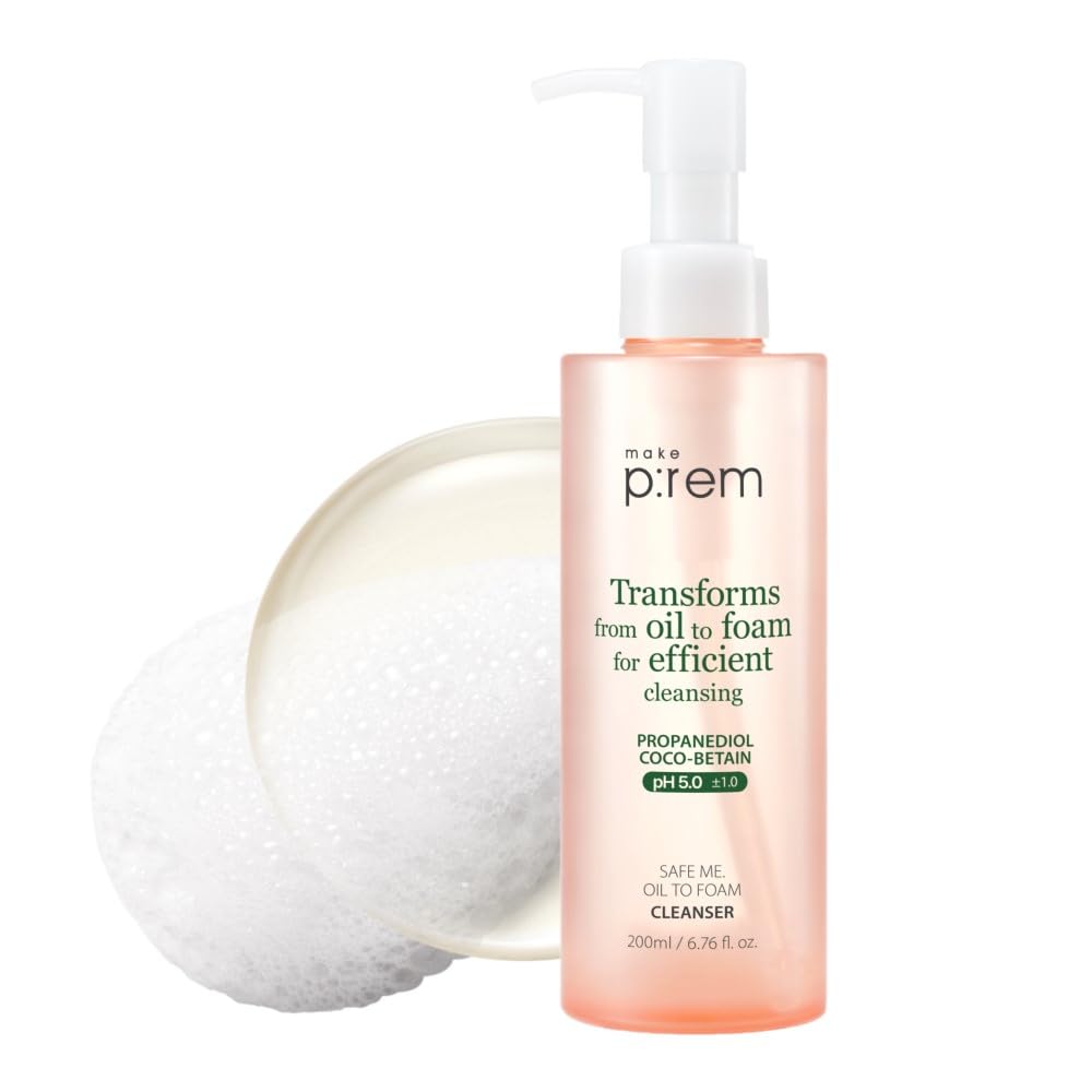 MAKE P:REM Safe Me. Relief Moisture Cleansing Oil, Deep Pore Cleansing Makeup Remover for Oily Skin, All Skin Types, Gentle Blackhead Remover, Korean Skin Care, 7.1 fl.oz. (210mL)