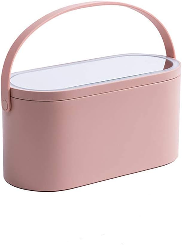 HPYDIY Travel Makeup Organizer Box with LED Mirror, Portable Makeup Case Touch Switch Home Cosmetic Box Jewelry Organizer Birthday Valentine's Day Gift for Women Girls,Pink