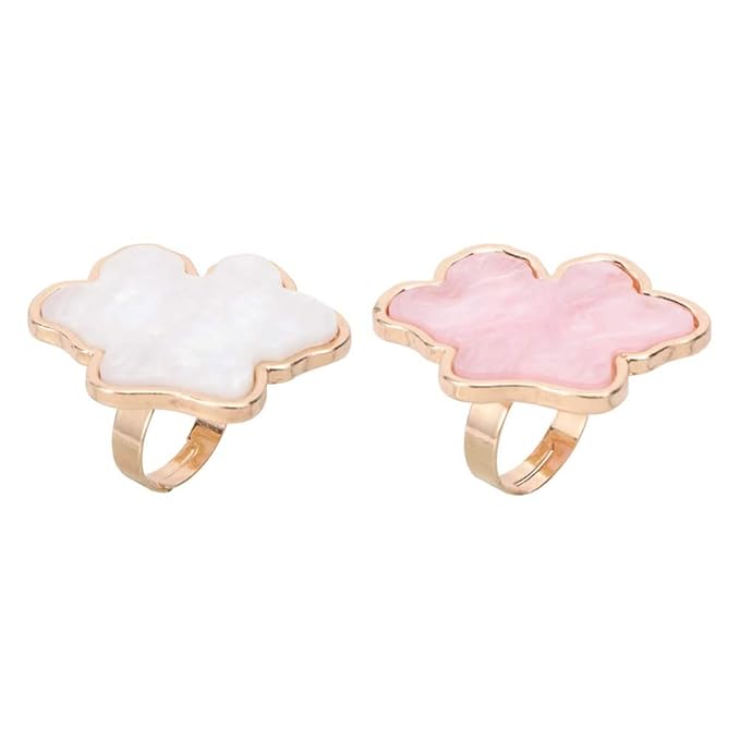AKOAK Adjustable Mini Nail Ring Tray, Resin Nail Art Gel Makeup Plate Palette, Ring Gel Polishing Mixing Tray DIY Color Plate Nail Art Polishing Paint Plate (Cloud, 2Pcs)
