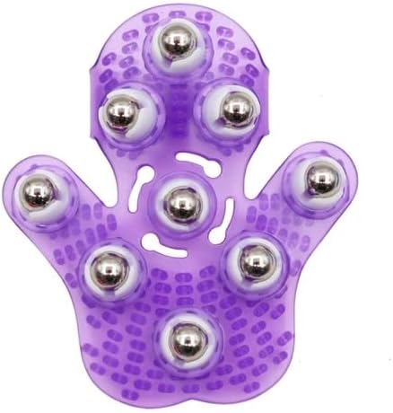 SCOLAND Roller Ball Body Massage Glove Anti-Cellulite Muscle Pain Relief Relax Massager for Neck Back Shoulder Buttocks Face Lift Tools (Purple)