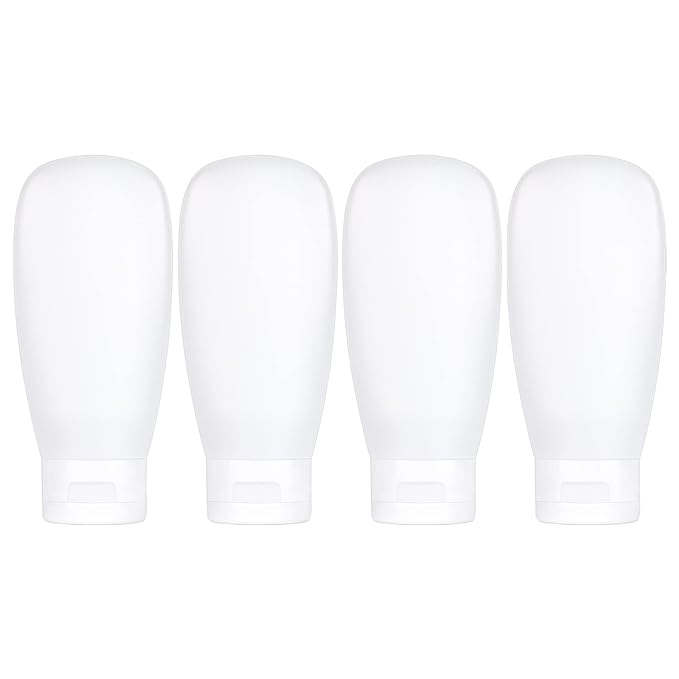 TSA Approved Travel Bottles Set for Toiletries Travel Size Containers Kit 4 Pack Portable Leak Proof Refillable Squeeze Cosmetic Airplane Essential Shampoo Hair Conditioner Body Lotion Bath Shower Gel