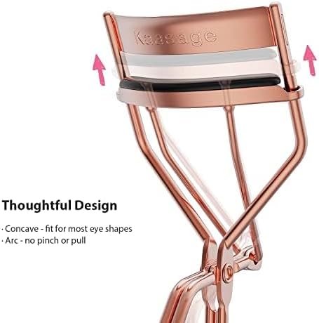 Eyelash Curler for Women, Golden Professional Lash Curler with Refill Silicone Pads; Easy to Curl Open-Eye Eyelashes Naturally in Seconds with No Pinching, No Pulling and Last Long