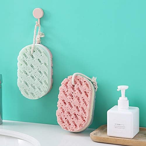 4pcs Three Layer exfoliating Bath Sponge with Hanging Rope and Rich Foam